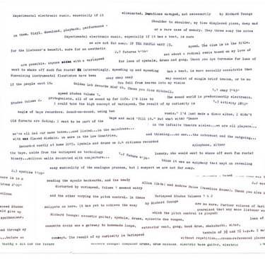 Richard Youngs - Varispeed Etudes